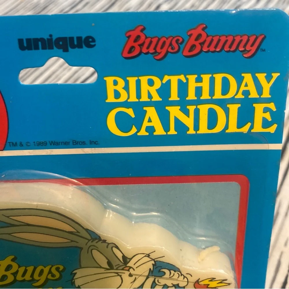 Vintage Bugs Bunny 1989 Looney Tunes Birthday Candle Retro 4.5”x4.5” New